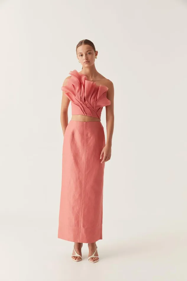 Mary Column Maxi Skirt Guava Pink Women Aje Wedding Guest Dresses