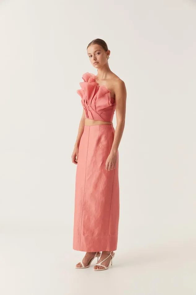 Mary Column Maxi Skirt Guava Pink Women Aje Wedding Guest Dresses