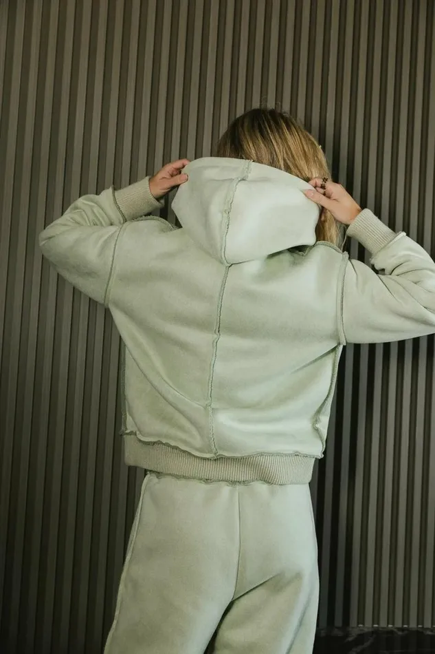 Mattie Faux Shearling Hoodie In Sage Sage Women Bohme Sets
