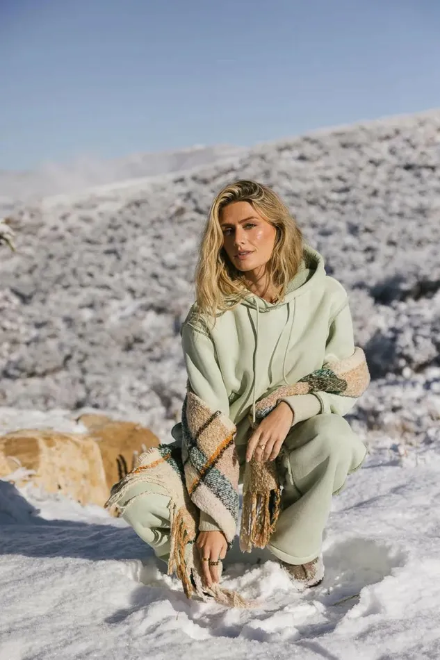 Mattie Faux Shearling Hoodie In Sage Sage Women Bohme Sets