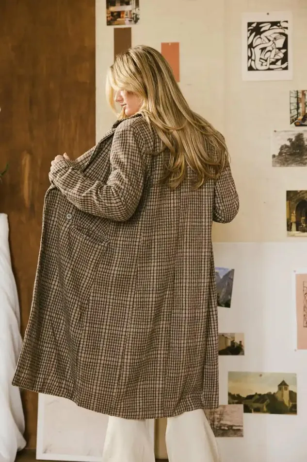 Mckenna Plaid Coat Brown Women Bohme Outerwear