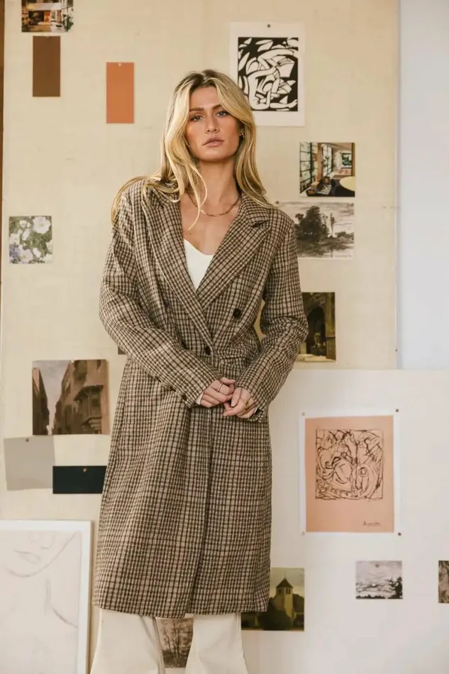Mckenna Plaid Coat Brown Women Bohme Outerwear