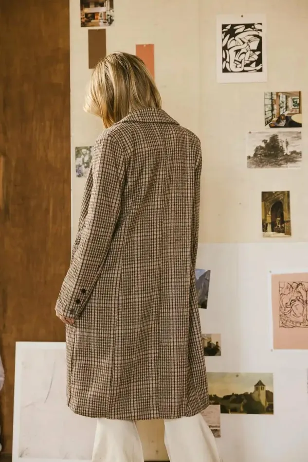 Mckenna Plaid Coat Brown Women Bohme Outerwear