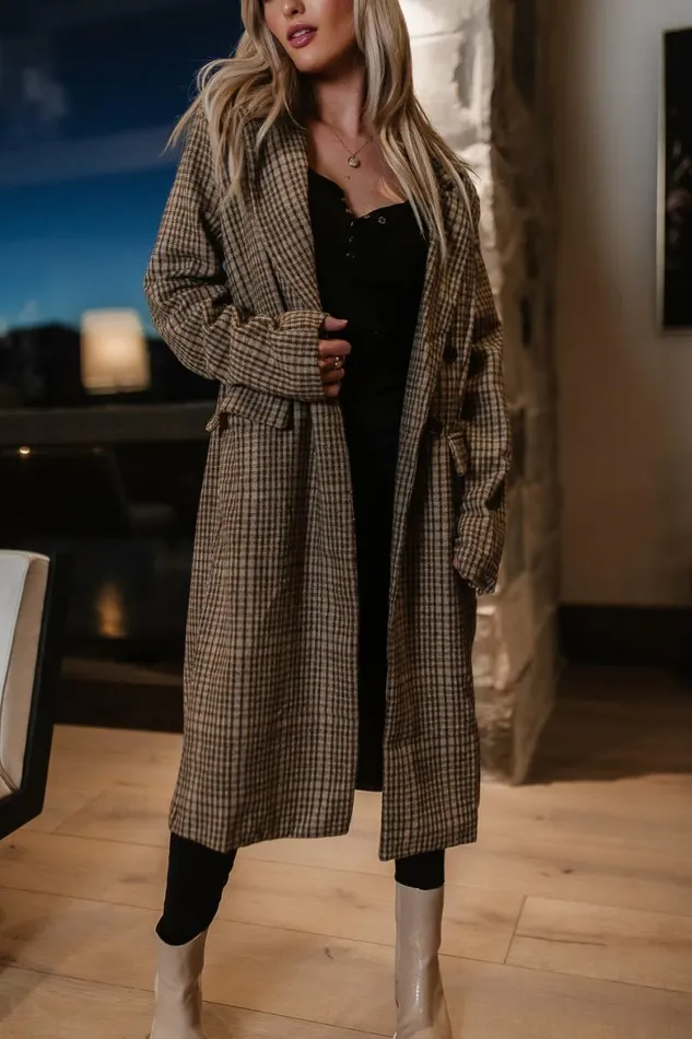 Mckenna Plaid Coat Brown Women Bohme Outerwear