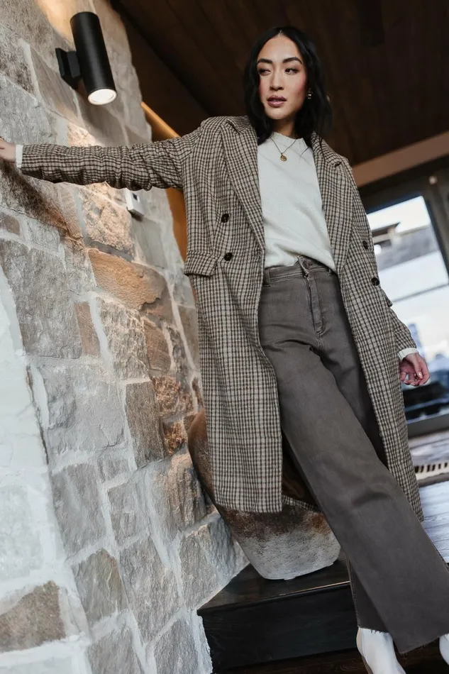 Mckenna Plaid Coat Brown Women Bohme Outerwear