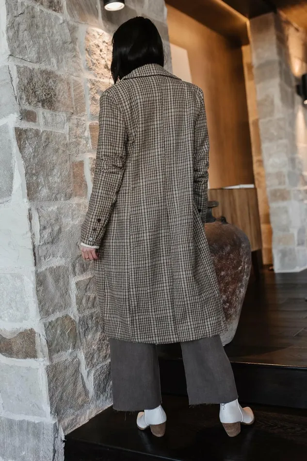 Mckenna Plaid Coat Brown Women Bohme Outerwear