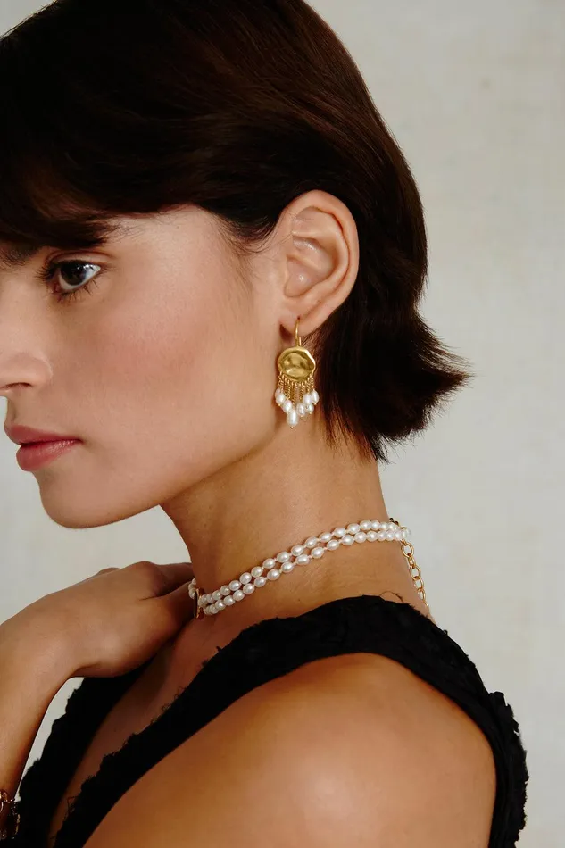 Medusa Earrings Gold White Pearl Women Chan Luu Earrings