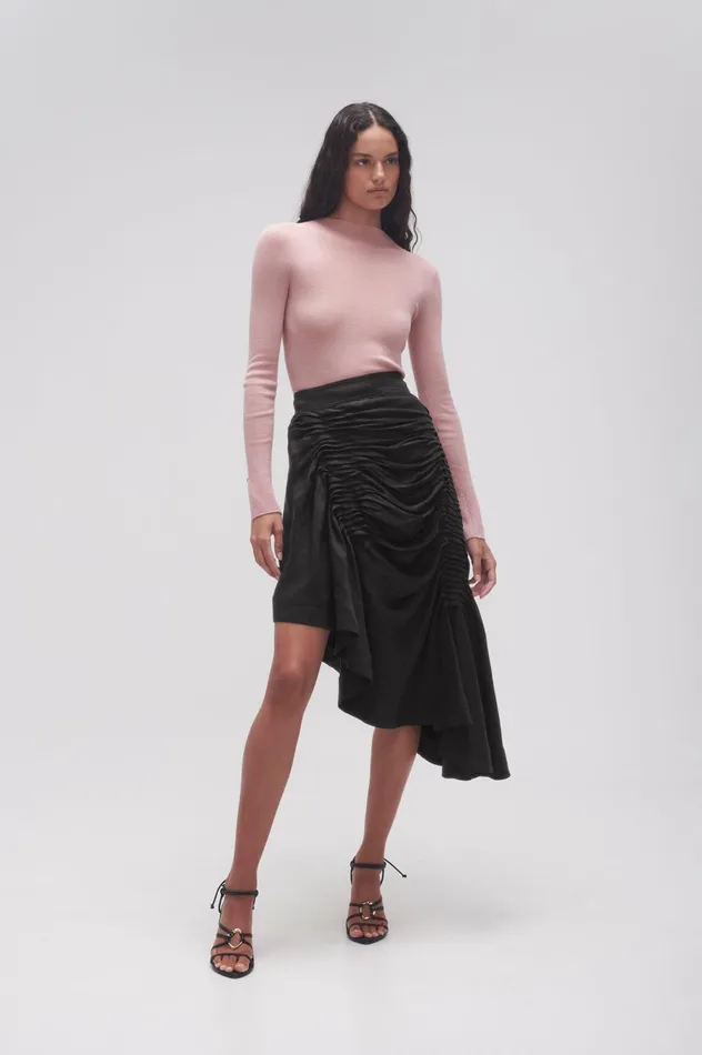 Memoir Asymmetric Midi Skirt Black Women Aje Skirts