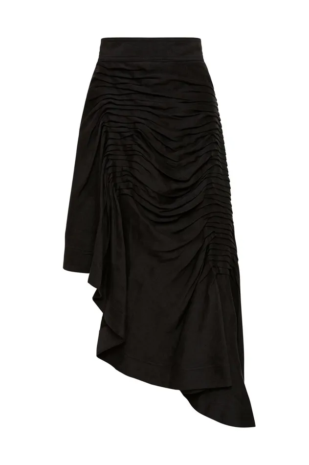 Memoir Asymmetric Midi Skirt Black Women Aje Skirts