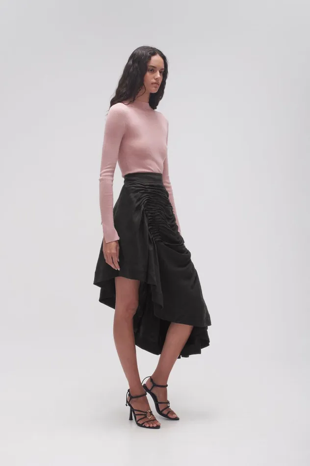 Memoir Asymmetric Midi Skirt Black Women Aje Skirts