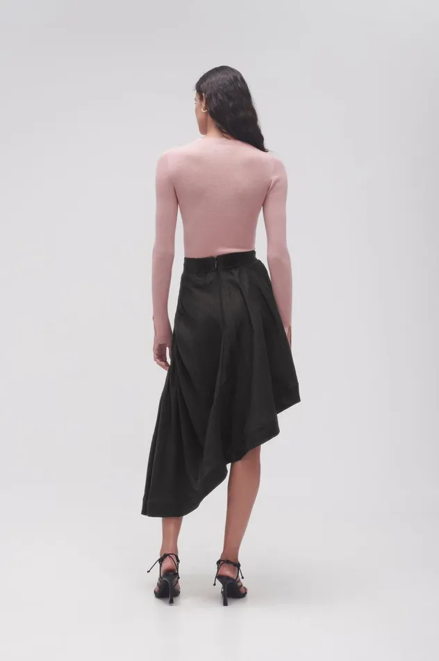 Memoir Asymmetric Midi Skirt Black Women Aje Skirts
