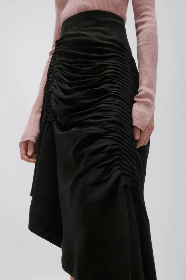 Memoir Asymmetric Midi Skirt Black Women Aje Skirts