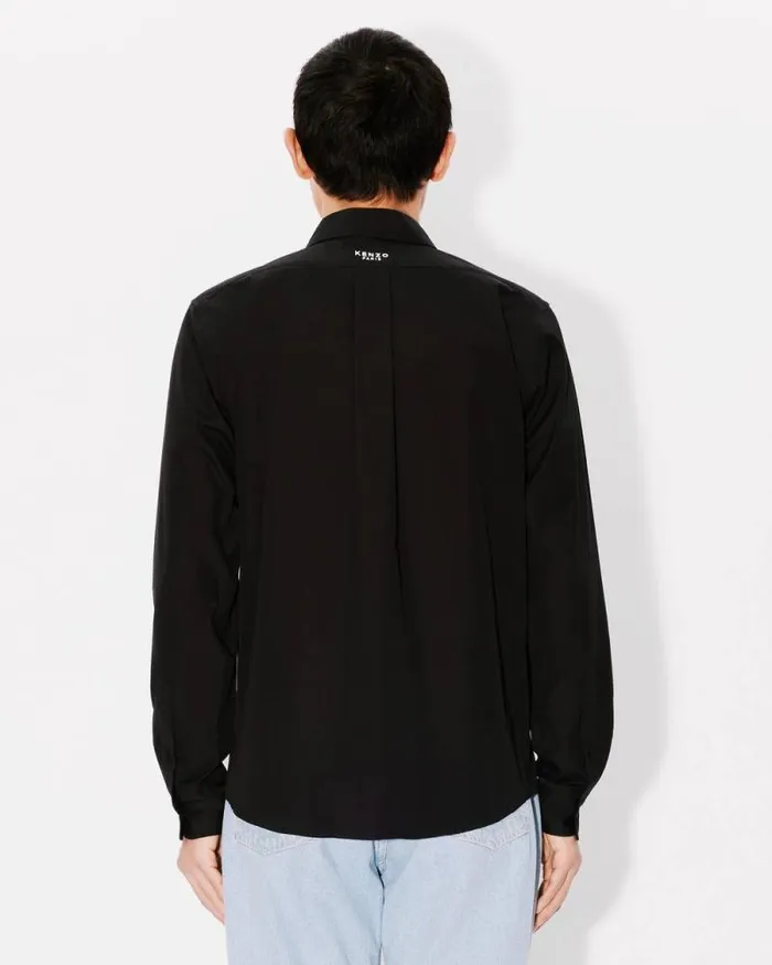 Men 039Boke Flower039 Embroidered Shirt In Cotton Poplin Black Kenzo Shirts