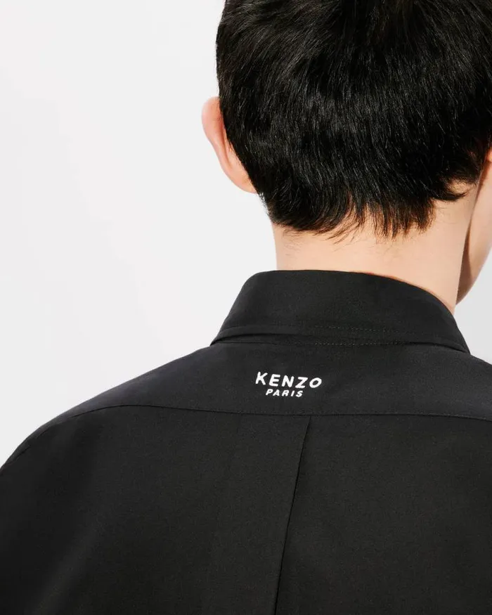 Men 039Boke Flower039 Embroidered Shirt In Cotton Poplin Black Kenzo Shirts