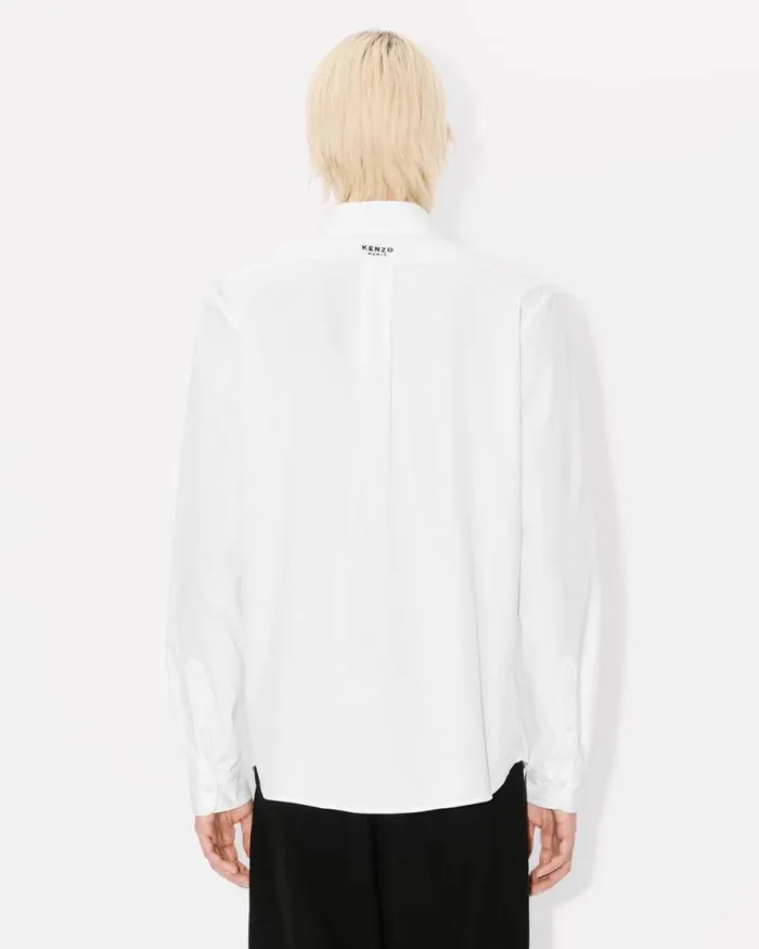 Men 039Boke Flower039 Embroidered Shirt In Cotton Poplin White Kenzo Shirts