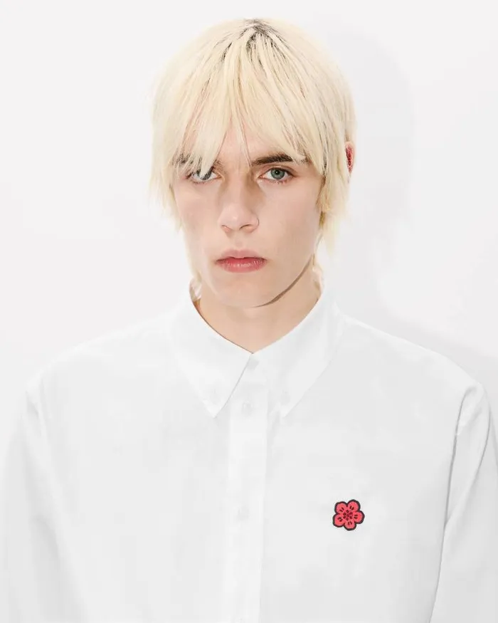 Men 039Boke Flower039 Embroidered Shirt In Cotton Poplin White Kenzo Shirts