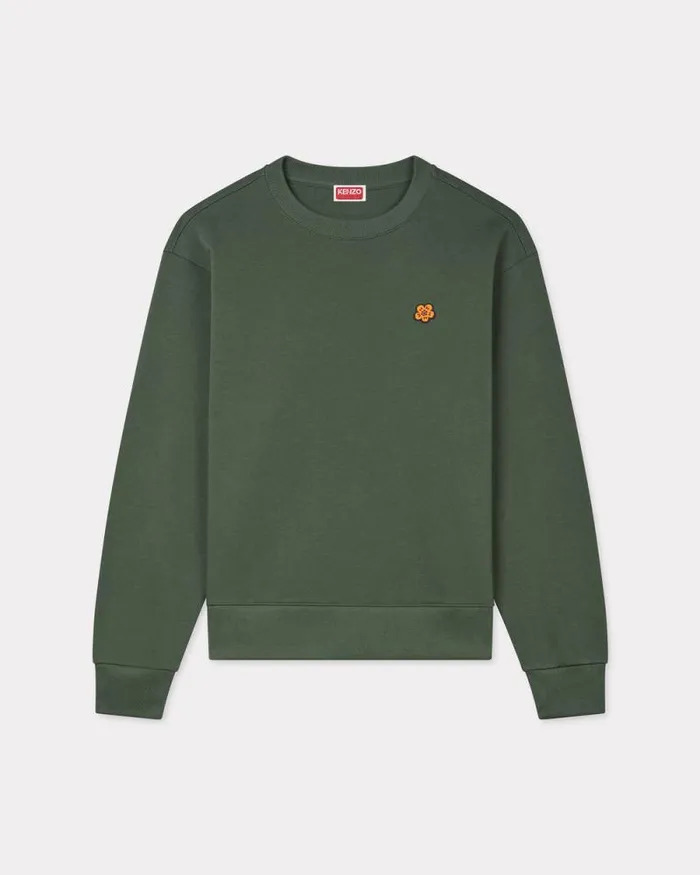 Men 039Boke Flower039 Embroidered Sweatshirt In Cotton Dark Khaki Kenzo Sweatshirts And Hoodies