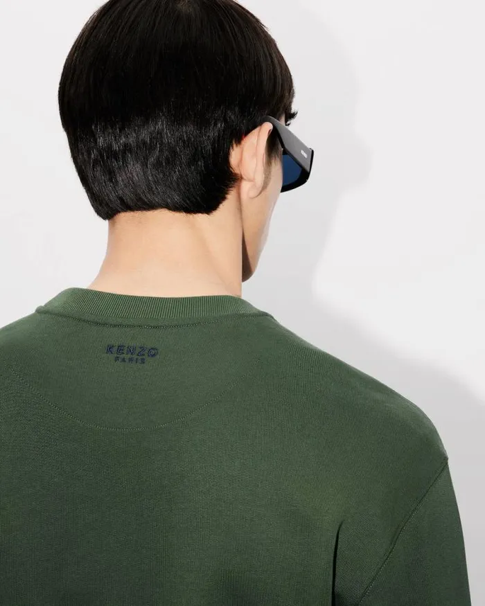 Men 039Boke Flower039 Embroidered Sweatshirt In Cotton Dark Khaki Kenzo Sweatshirts And Hoodies