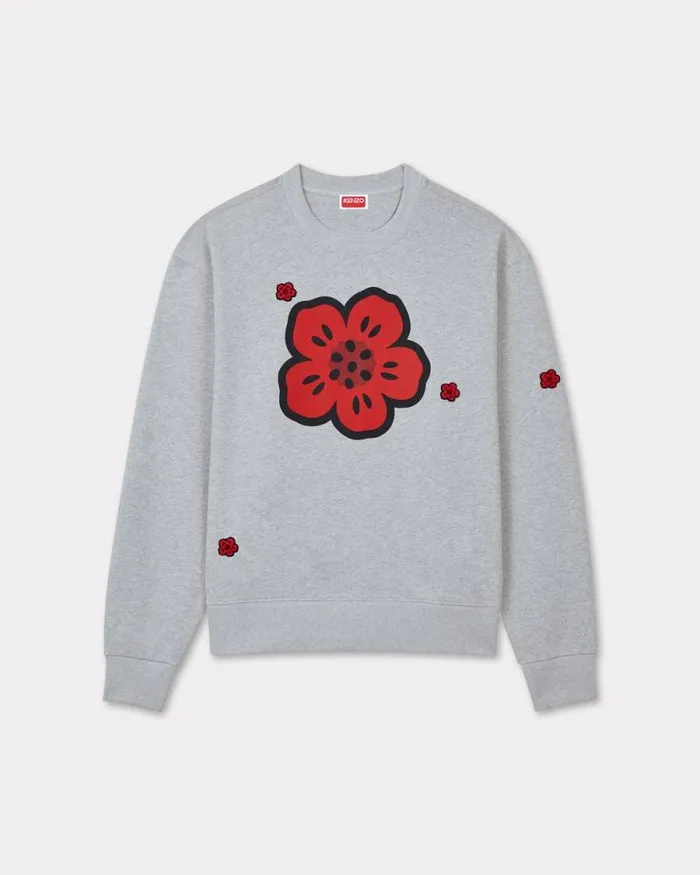 Men 039Boke Flower039 Embroidered Sweatshirt In Cotton Pearl Grey Kenzo Sweatshirts And Hoodies Men 039Boke Flower039 Embroidered Sweatshirt In Cotton Pearl Grey Kenzo Sweatshirts And Hoodies