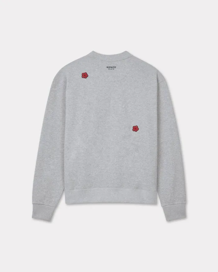 Men 039Boke Flower039 Embroidered Sweatshirt In Cotton Pearl Grey Kenzo Sweatshirts And Hoodies