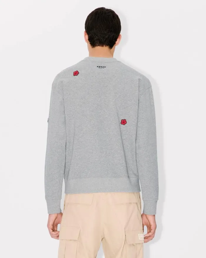 Men 039Boke Flower039 Embroidered Sweatshirt In Cotton Pearl Grey Kenzo Sweatshirts And Hoodies