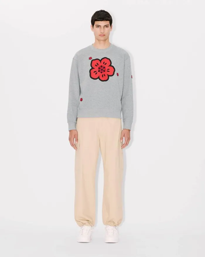 Men 039Boke Flower039 Embroidered Sweatshirt In Cotton Pearl Grey Kenzo Sweatshirts And Hoodies