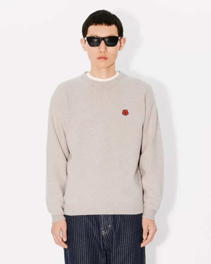 Men 039Boke Flower039 Embroidered Wool Jumper Beige Kenzo Sweaters And Cardigans