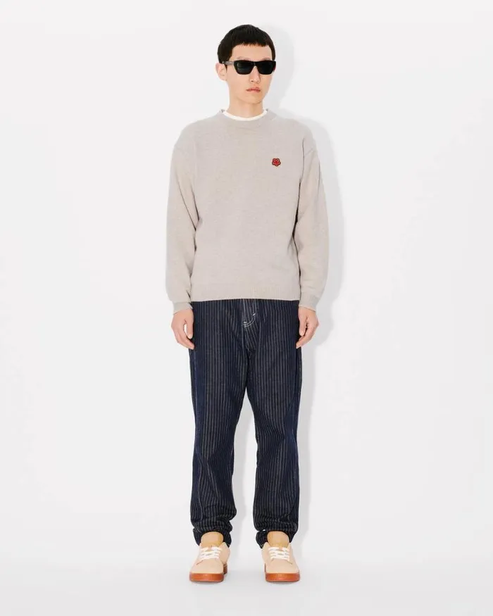 Men 039Boke Flower039 Embroidered Wool Jumper Beige Kenzo Sweaters And Cardigans