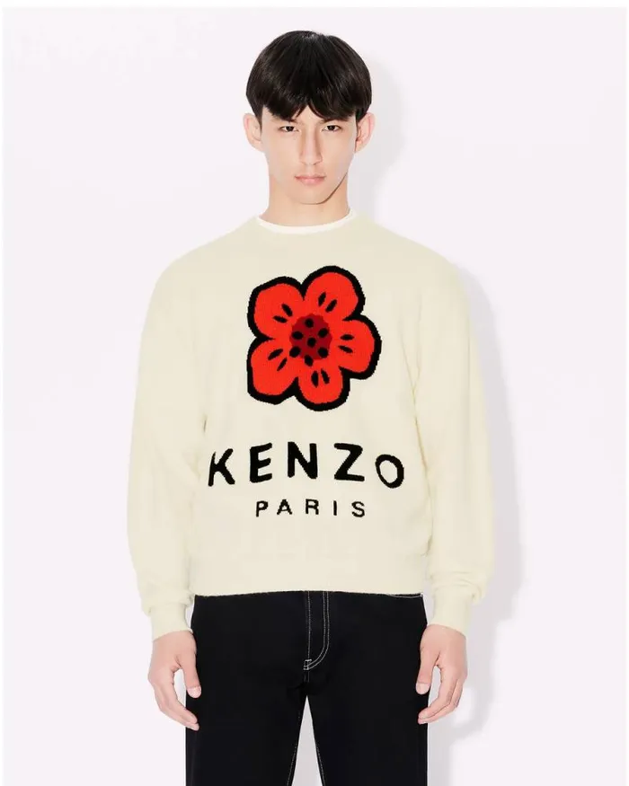 Men 039Boke Flower039 Jumper In Wool Off White Kenzo Sweaters And Cardigans