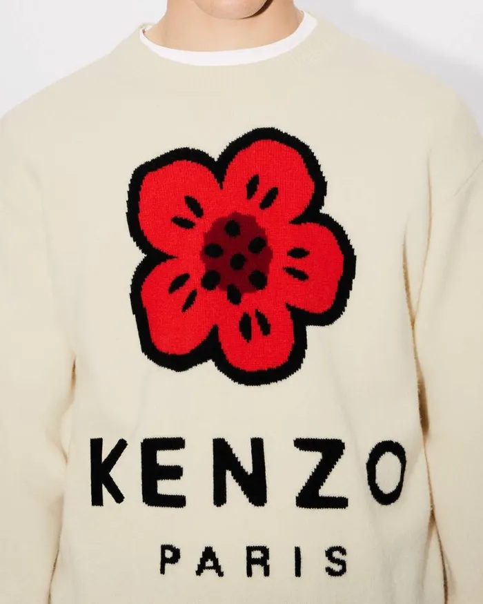 Men 039Boke Flower039 Jumper In Wool Off White Kenzo Sweaters And Cardigans