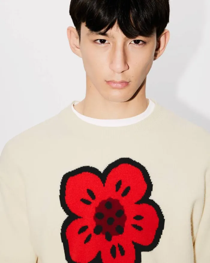 Men 039Boke Flower039 Jumper In Wool Off White Kenzo Sweaters And Cardigans
