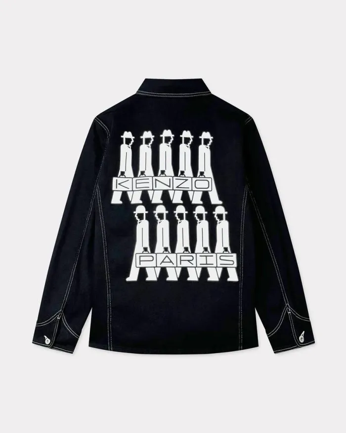 Men 039KENZO Business039 Workwear Jacket In Japanese Denim Rinse Black Denim Kenzo Jackets And Coats