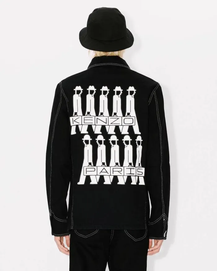 Men 039KENZO Business039 Workwear Jacket In Japanese Denim Rinse Black Denim Kenzo Jackets And Coats