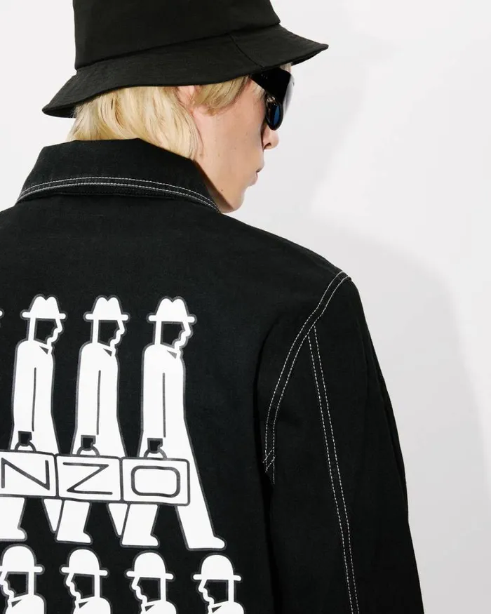 Men 039KENZO Business039 Workwear Jacket In Japanese Denim Rinse Black Denim Kenzo Jackets And Coats