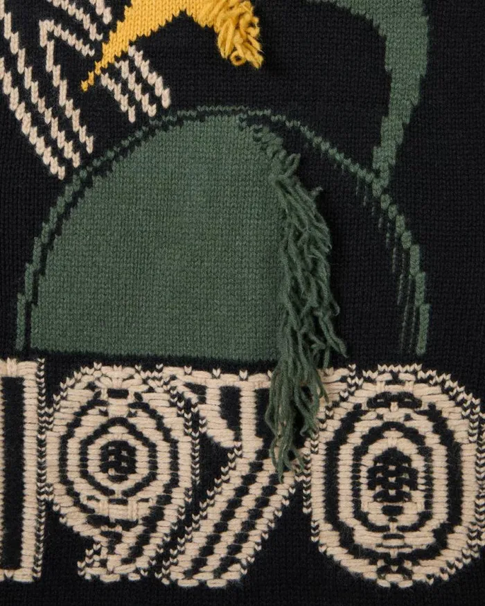 Men 039KENZO Constellation039 Knitted Cardigan In Wool Black Kenzo Sweaters And Cardigans