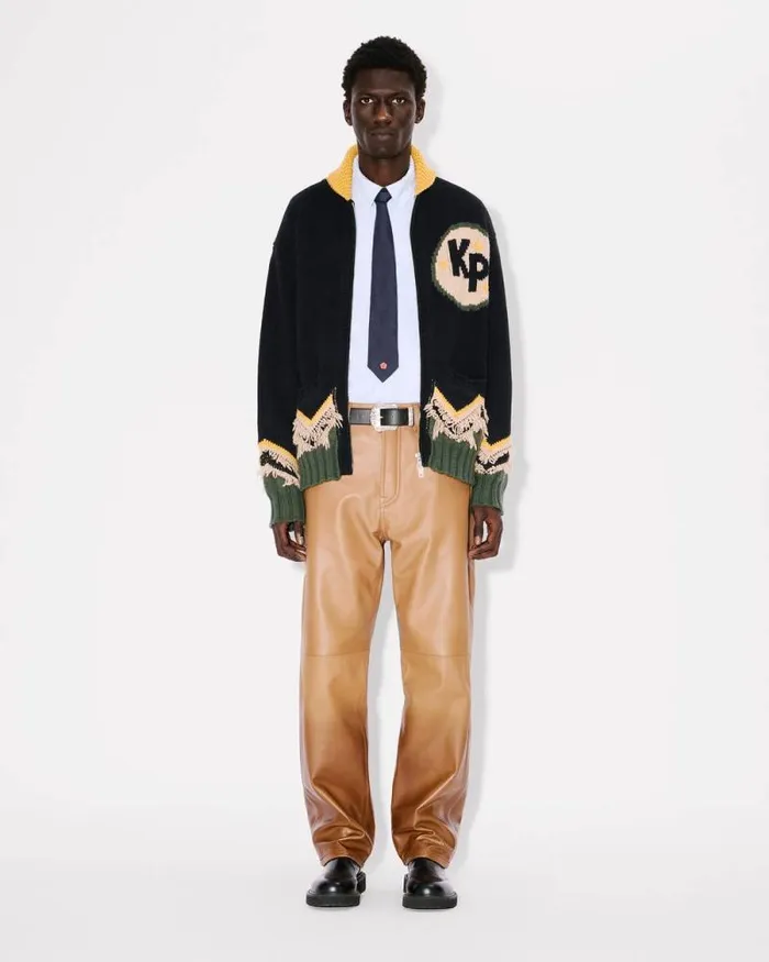 Men 039KENZO Constellation039 Knitted Cardigan In Wool Black Kenzo Sweaters And Cardigans