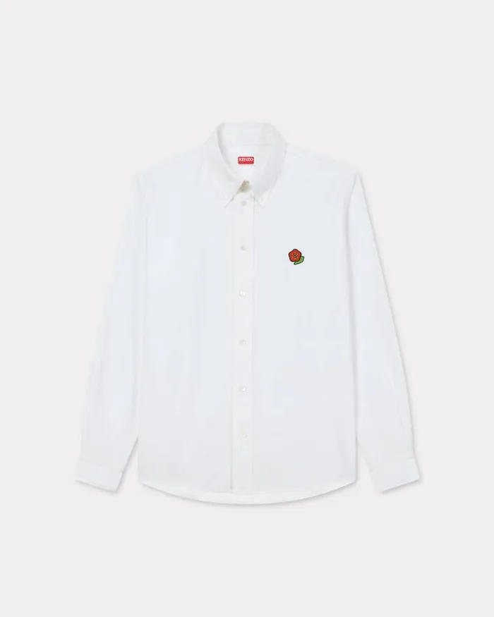 Men 039KENZO Pop039 Casual Oxford Shirt White Kenzo Shirts