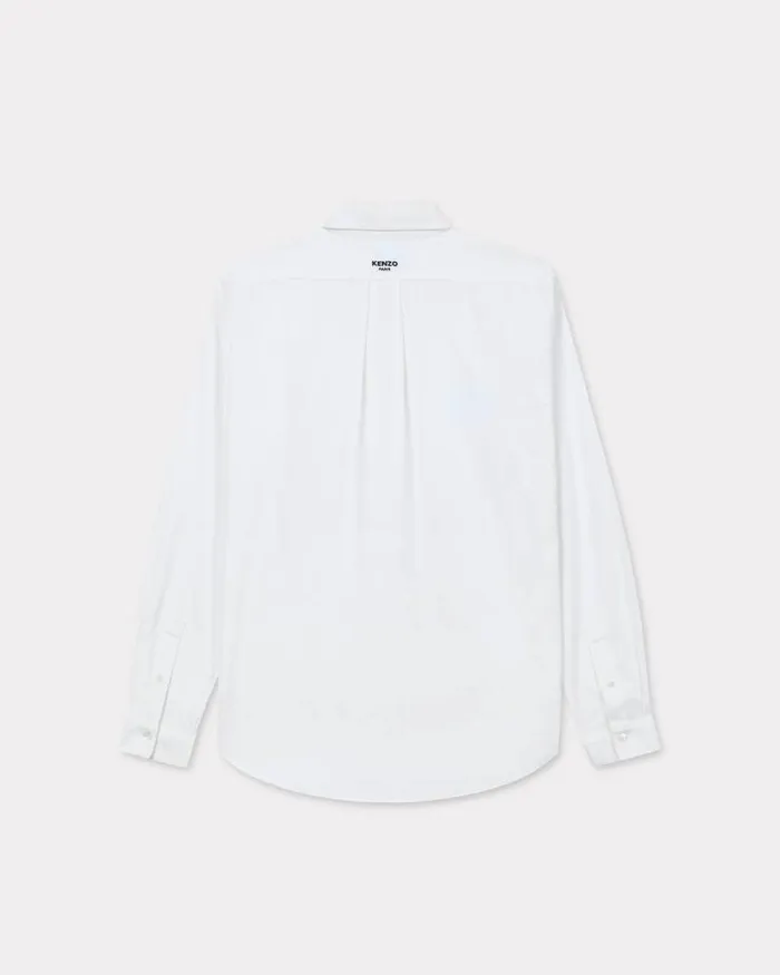 Men 039KENZO Pop039 Casual Oxford Shirt White Kenzo Shirts