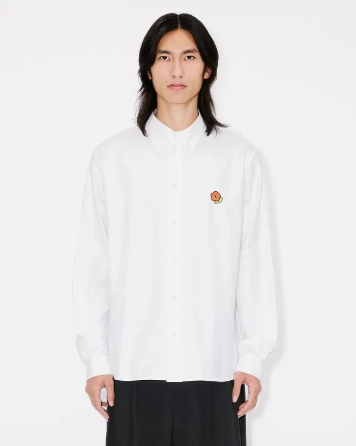 Men 039KENZO Pop039 Casual Oxford Shirt White Kenzo Shirts