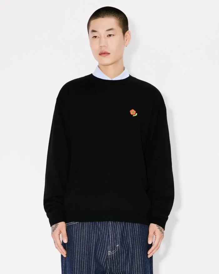 Men 039KENZO Pop039 Jumper In Merino Wool Black Kenzo Sweaters And Cardigans