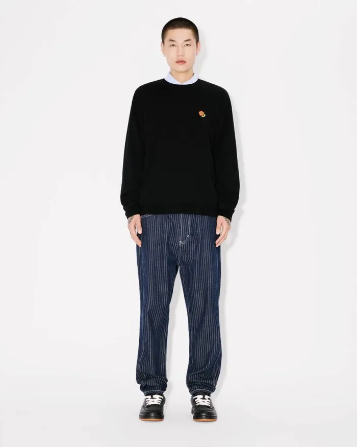 Men 039KENZO Pop039 Jumper In Merino Wool Black Kenzo Sweaters And Cardigans