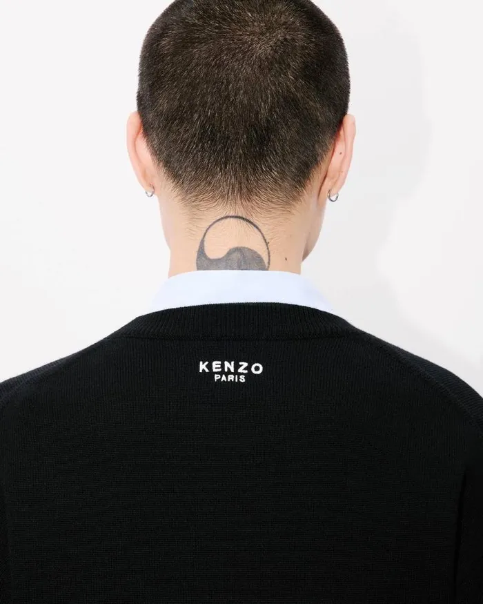 Men 039KENZO Pop039 Jumper In Merino Wool Black Kenzo Sweaters And Cardigans