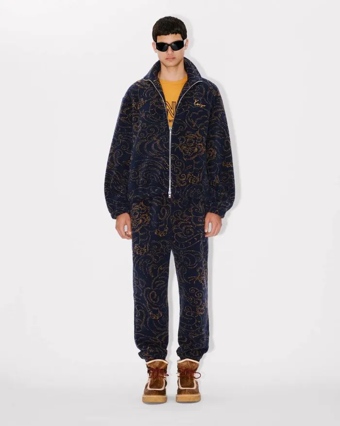 Men 039KENZO Star Tiger039 Embroidered Jog Pants Blue Black Kenzo Pants And Shorts