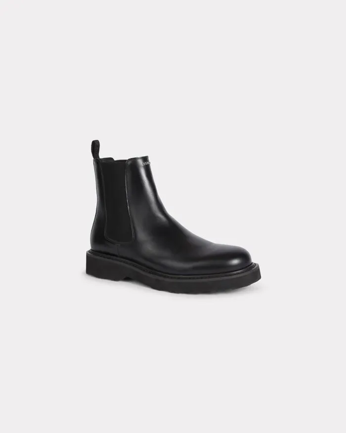 Men 039KENZO Ukio039 Leather Chelsea Boots Black Kenzo Boots And Derbies