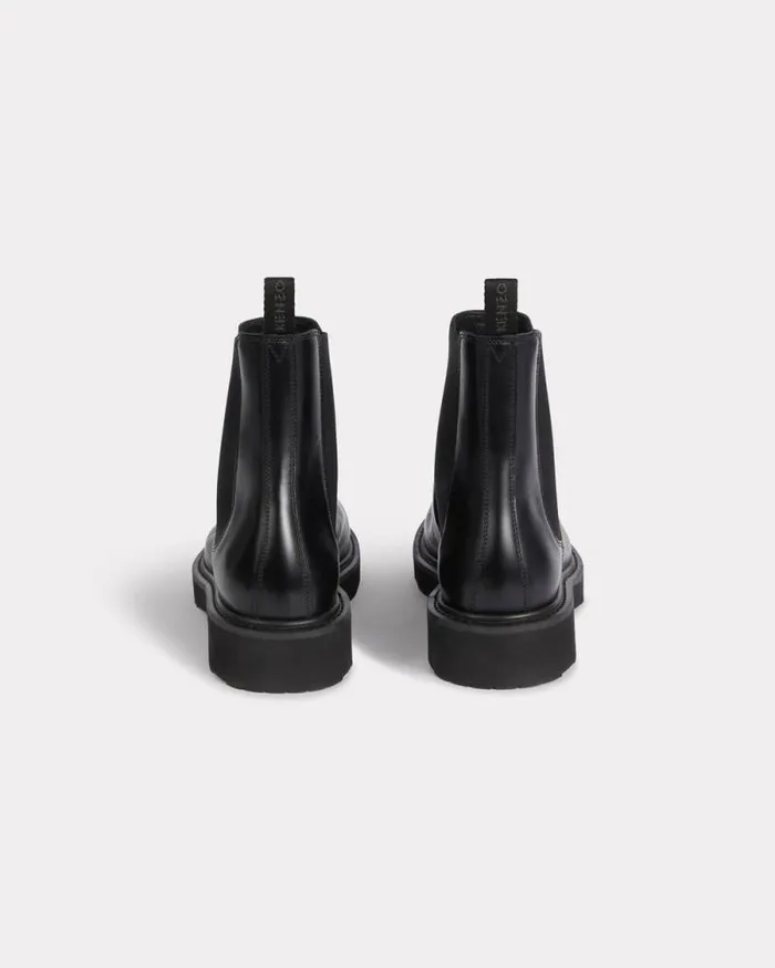 Men 039KENZO Ukio039 Leather Chelsea Boots Black Kenzo Boots And Derbies
