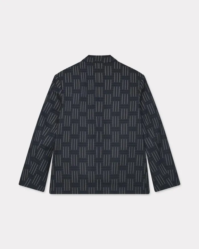 Men 039KENZO Weave039 Tailored Jacket In Wool And Cotton Black Kenzo Jackets And Coats