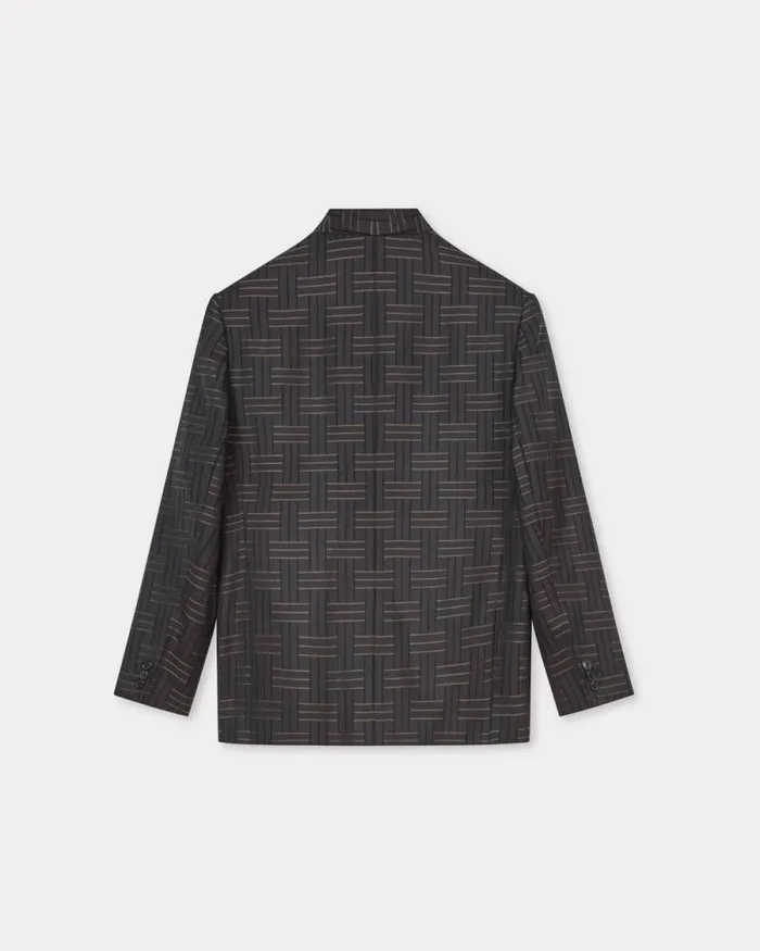 Men 039KENZO Weave039 Tailored Kimono Jacket Dark Brown Kenzo Kimonos