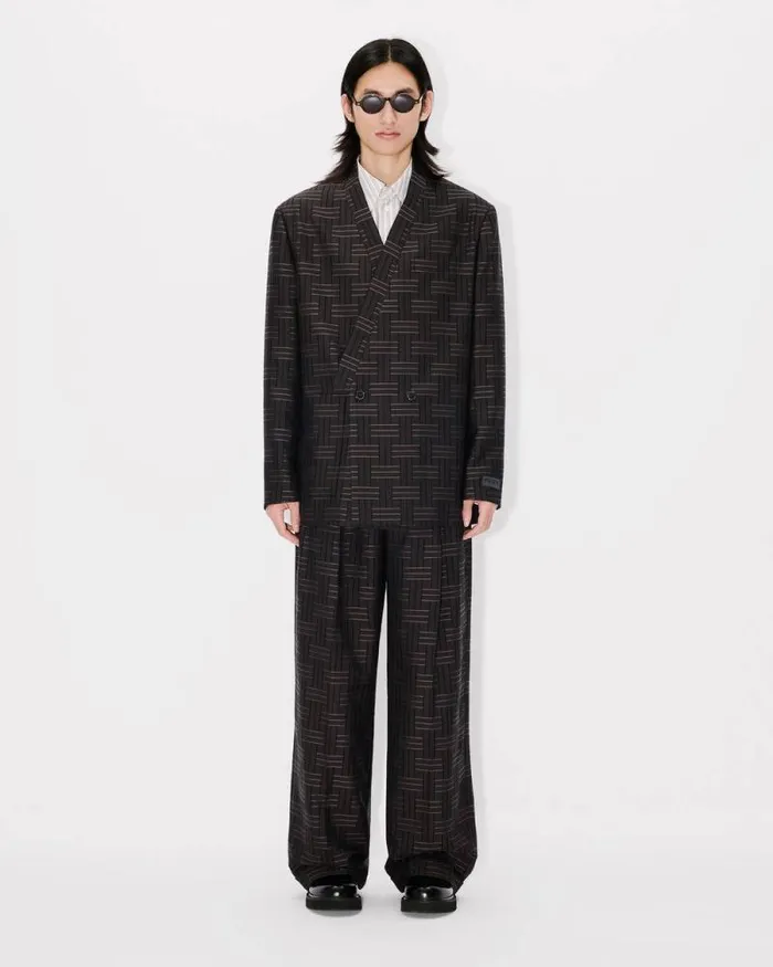 Men 039KENZO Weave039 Tailored Kimono Jacket Dark Brown Kenzo Kimonos