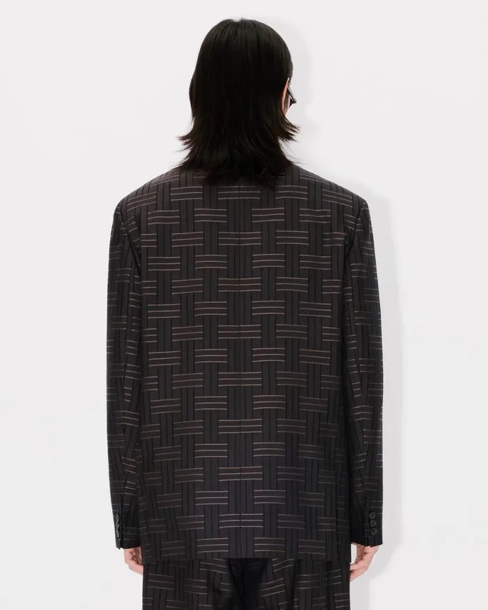 Men 039KENZO Weave039 Tailored Kimono Jacket Dark Brown Kenzo Kimonos