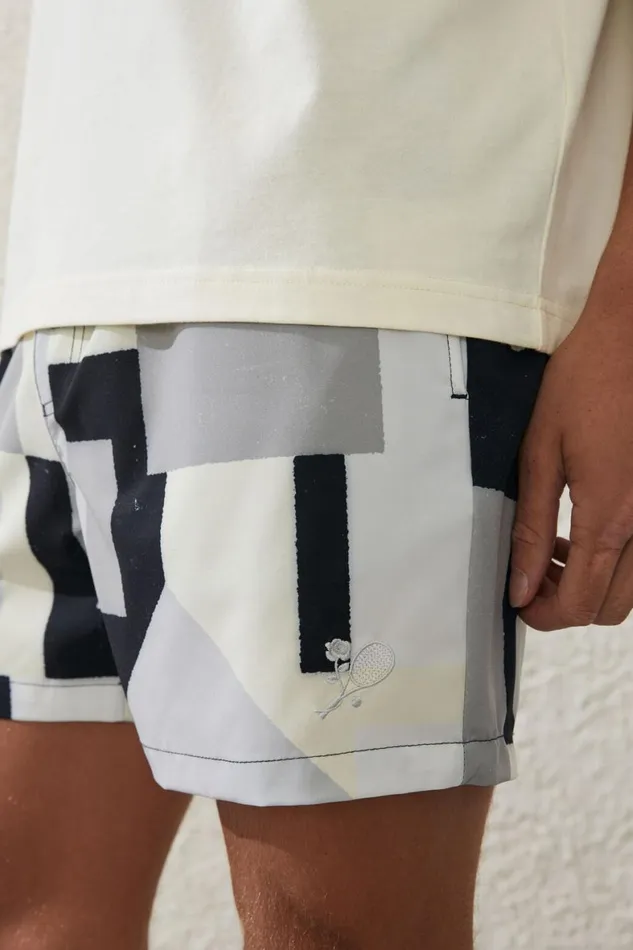 Men Activewear Cotton On Active Kokkinakis Tech Short Black Grey Patchwork